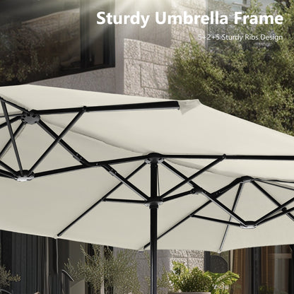 Parasol de terrasse double face extra large de 4 m (13 pi) avec manivelle, MAISON ARTS