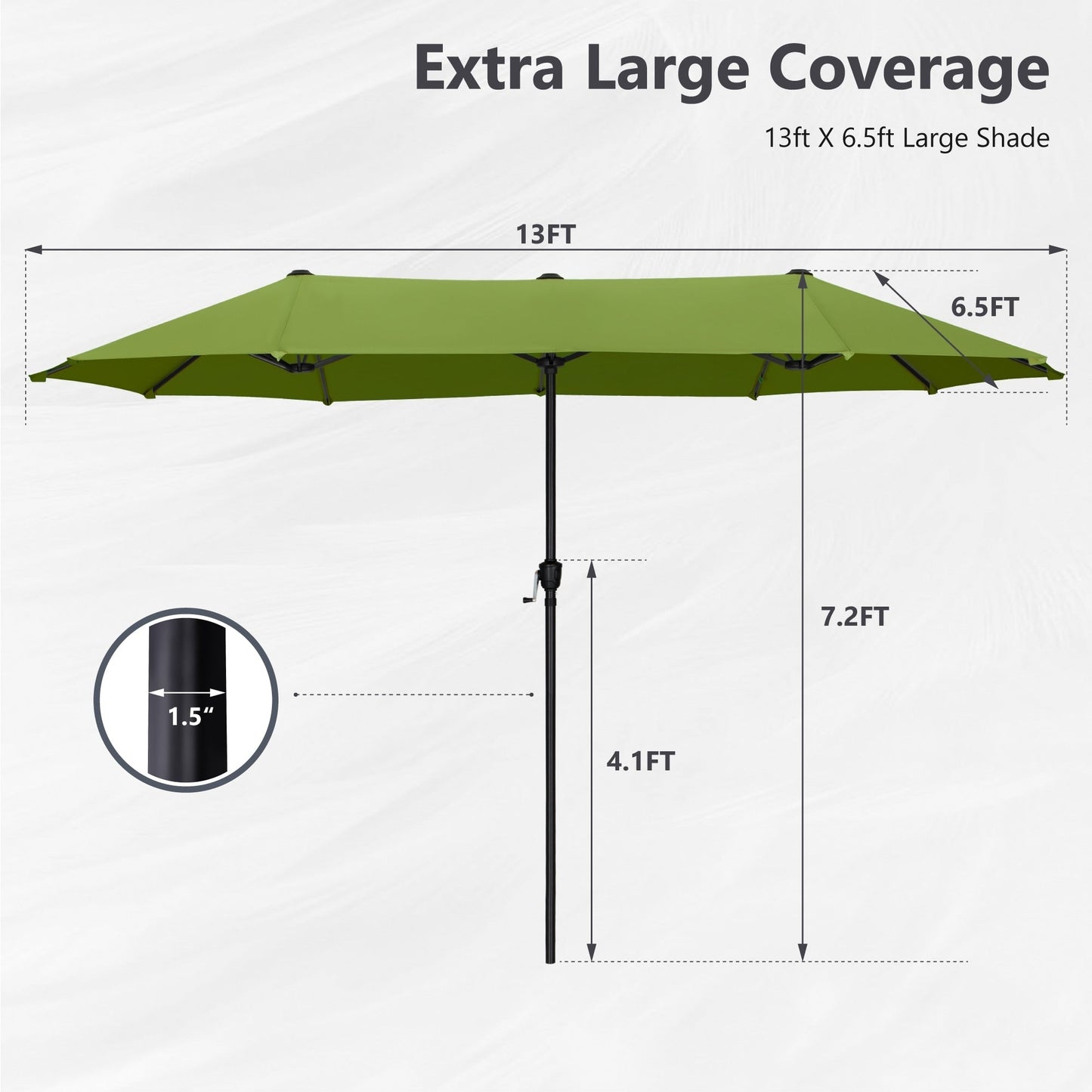 Parasol de terrasse double face extra large de 4 m (13 pi) avec manivelle, MAISON ARTS