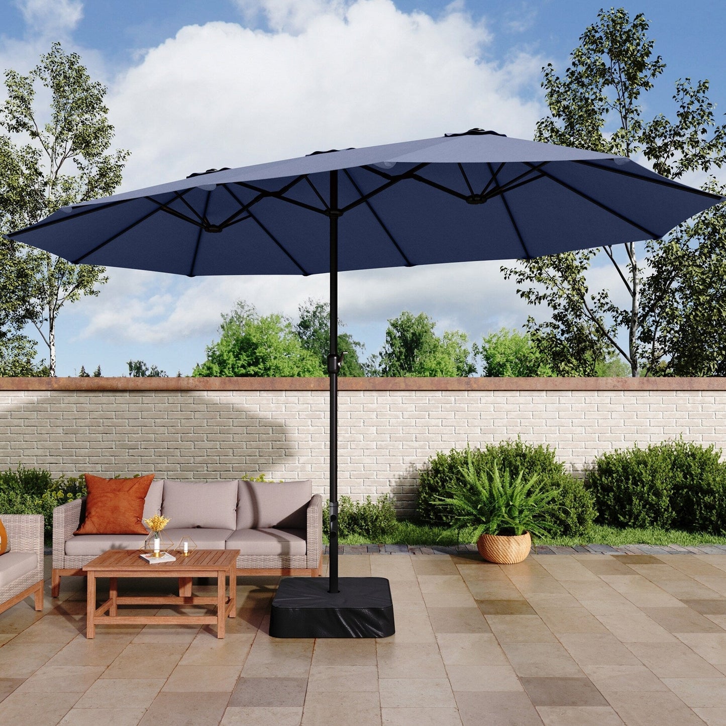 Parasol double face extra large de 4,57 m (15 pi) avec base incluse, MAISON ARTS