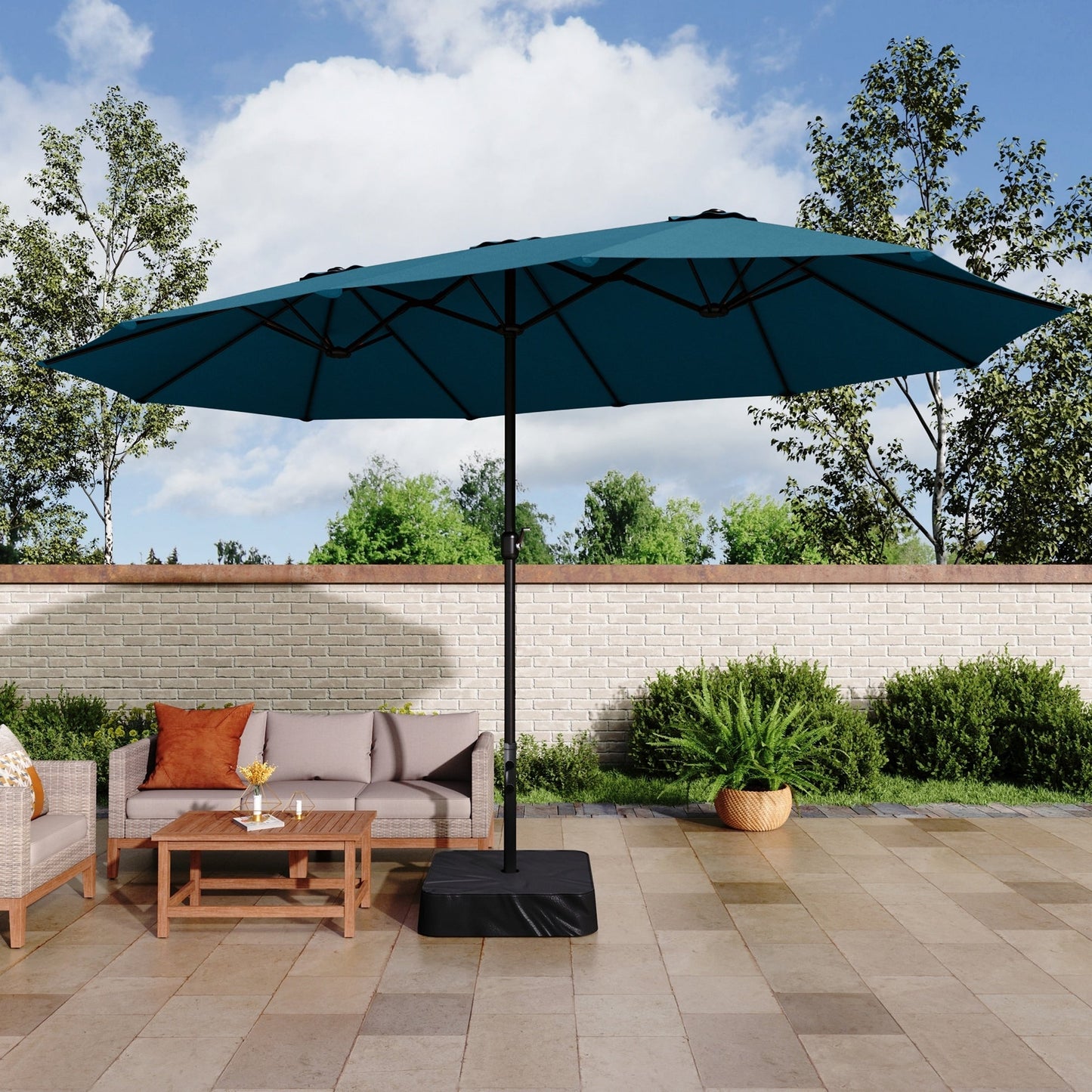 Parasol double face extra large de 4,57 m (15 pi) avec base incluse, MAISON ARTS