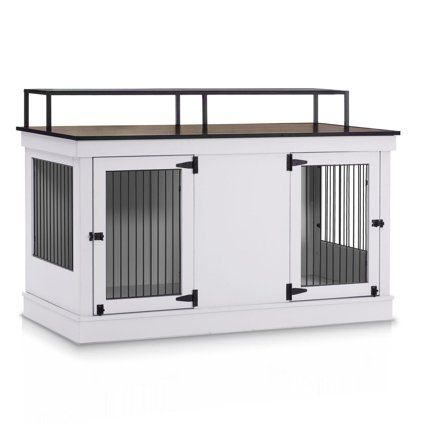 Meuble TV intégré pour grande cage à chien Mcombo, niche en bois avec double porte 1861
