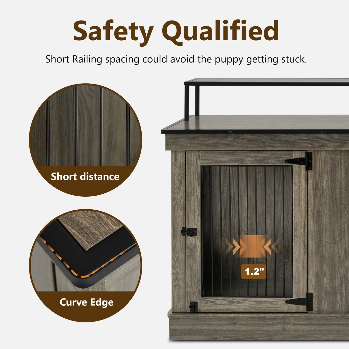 Meuble TV intégré pour grande cage à chien Mcombo, niche en bois avec double porte 1861