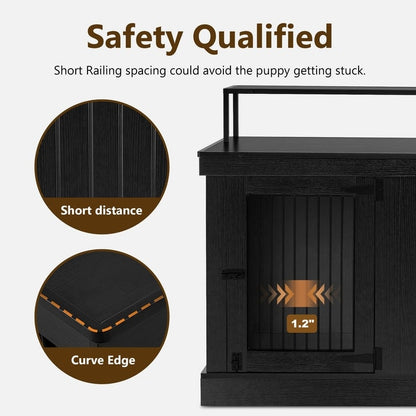 Meuble TV intégré pour grande cage à chien Mcombo, niche en bois avec double porte 1861