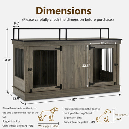 Meuble TV intégré pour grande cage à chien Mcombo, niche en bois avec double porte 1861