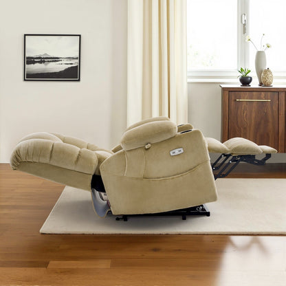Fauteuil inclinable électrique à double moteur MCombo, grand format, avec massage et double chauffage, pour personnes âgées de grande taille, tissu R7635