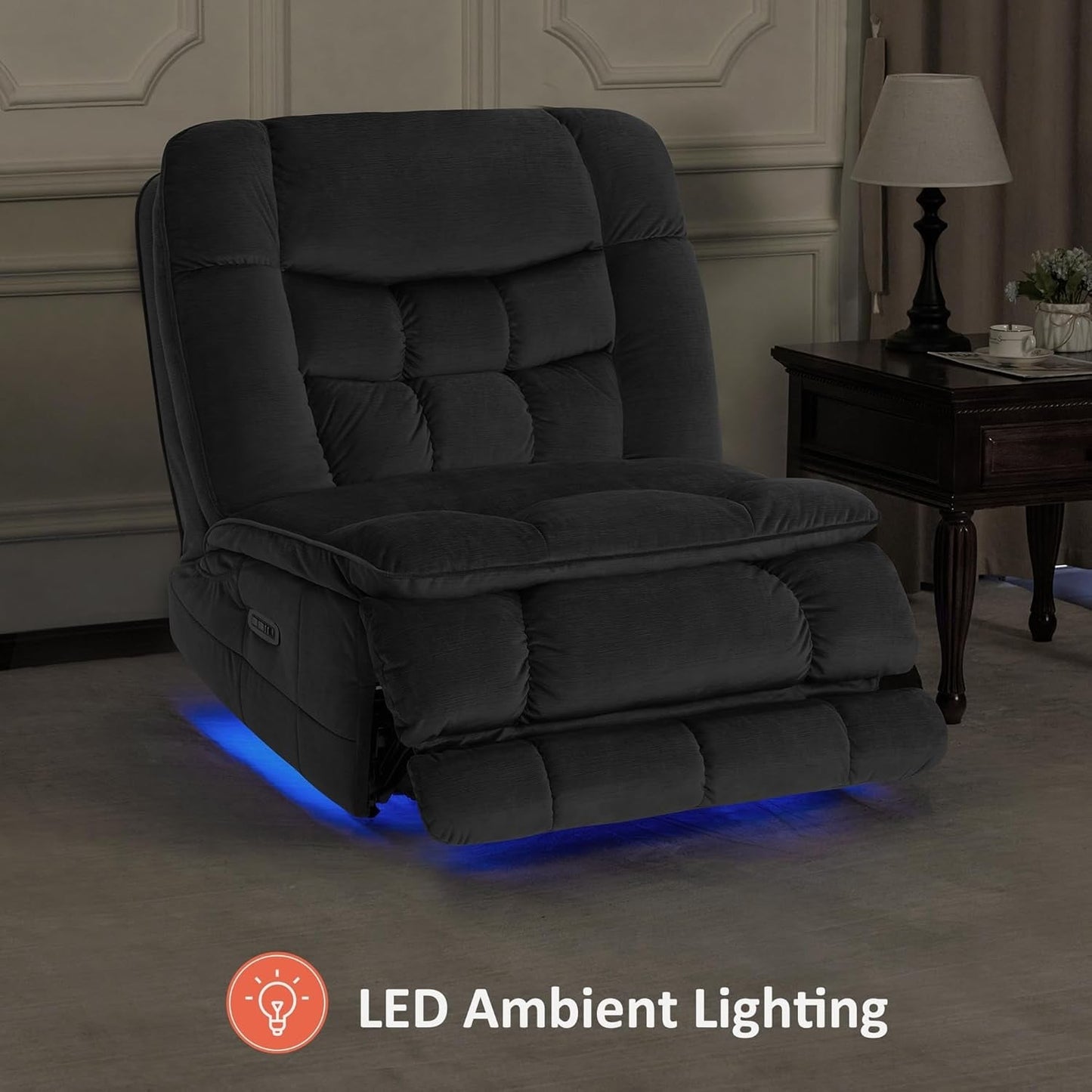 Fauteuil inclinable à bascule électrique surdimensionné MCombo à double moteur, sans accoudoirs, idéal pour le salon, tissu PR607