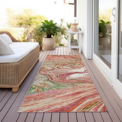 Tapis Chantille à motifs abstraits, lavable en machine, pour intérieur et extérieur