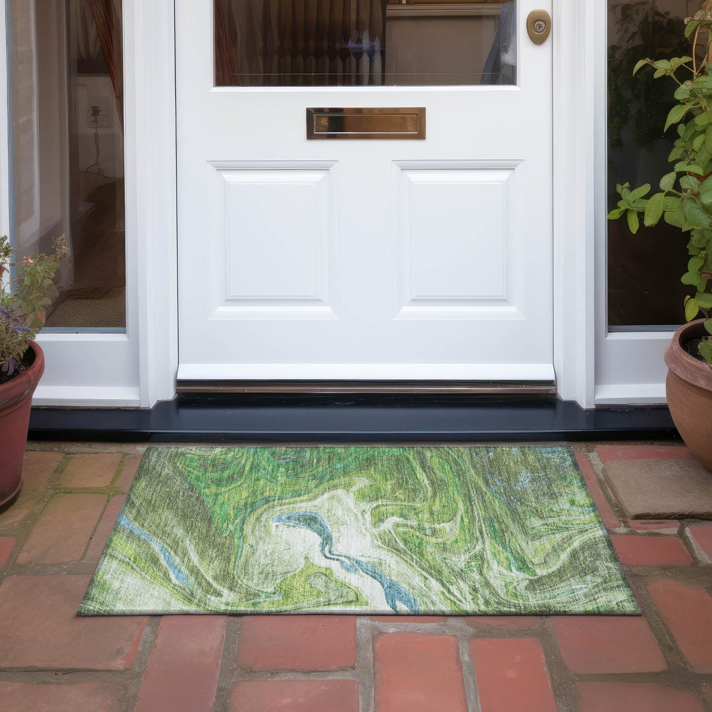 Tapis Chantille à motifs abstraits, lavable en machine, pour intérieur et extérieur