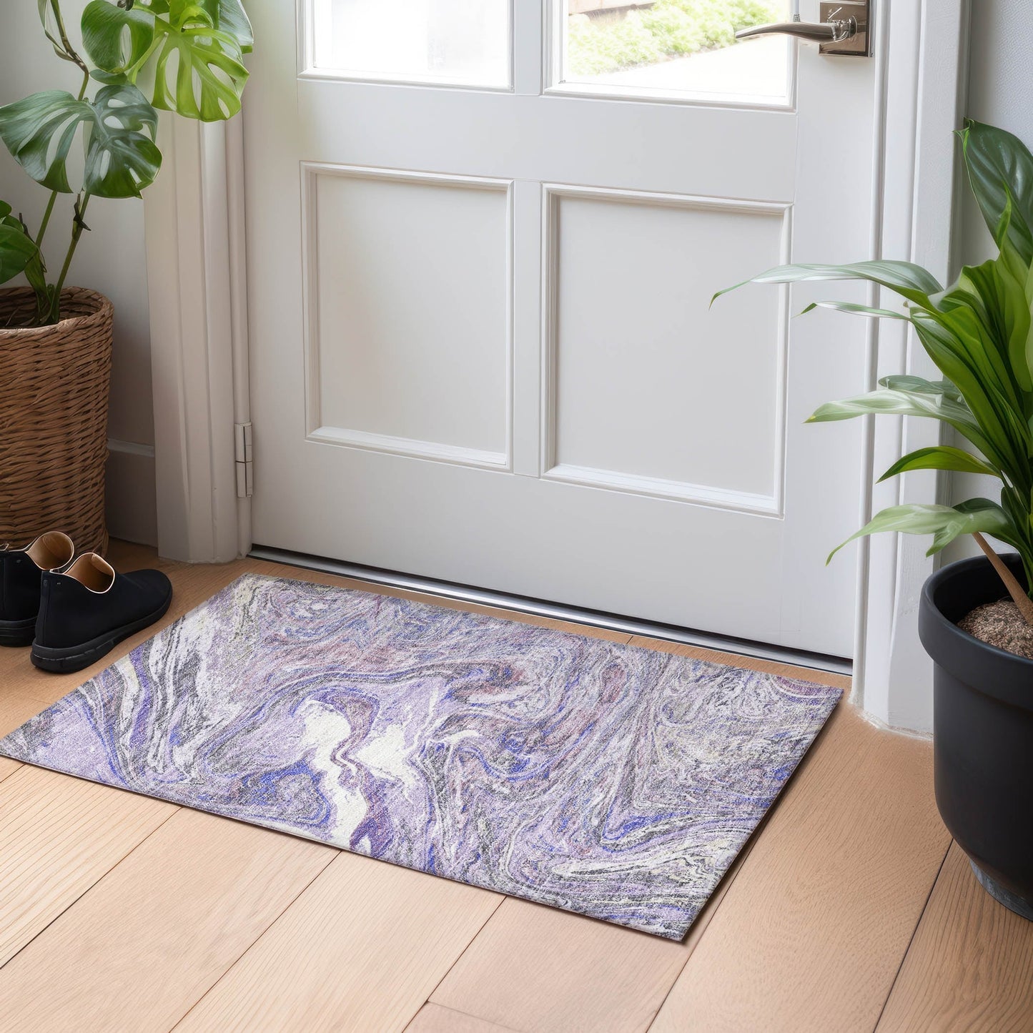 Tapis Chantille à motifs abstraits, lavable en machine, pour intérieur et extérieur