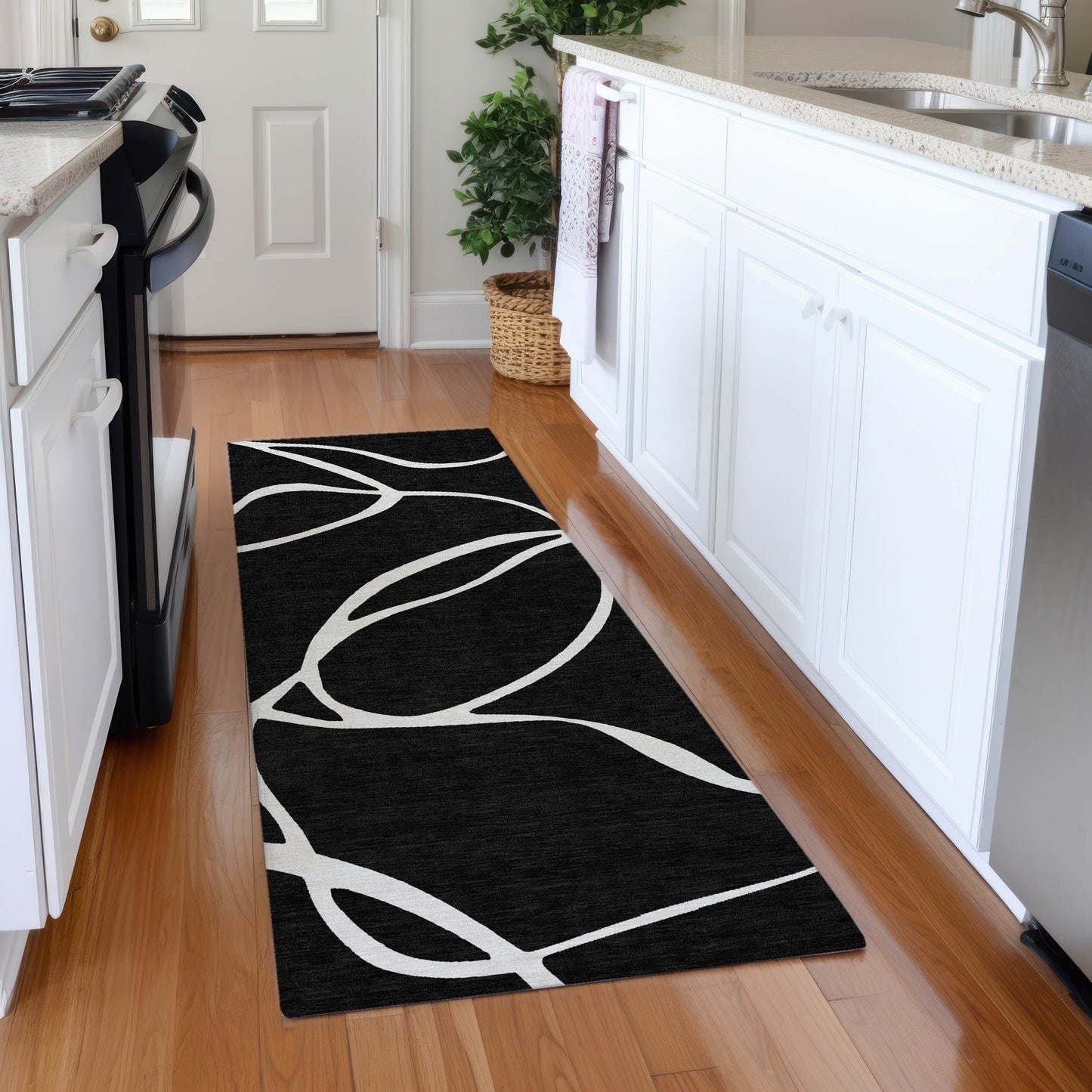 Tapis Chantille moderne abstrait lavable en machine pour intérieur/extérieur