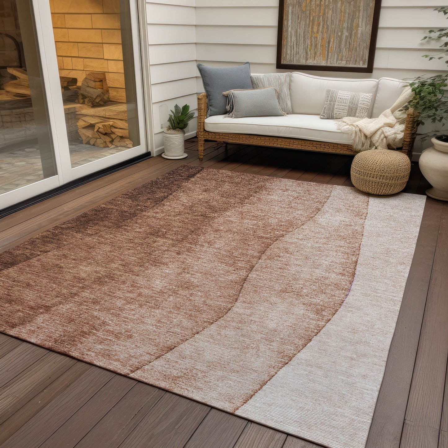 Tapis Chantille contemporain ombré lavable en machine pour intérieur/extérieur