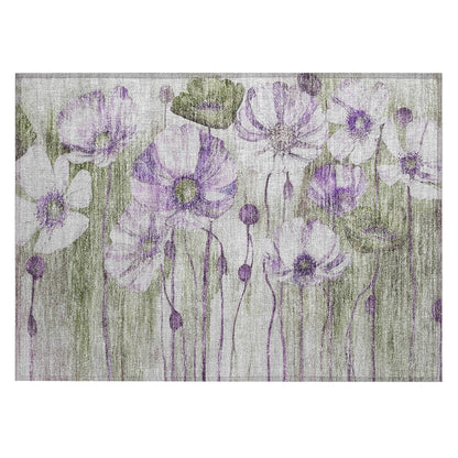 Tapis Chantille moderne à motif floral, lavable en machine, pour intérieur/extérieur