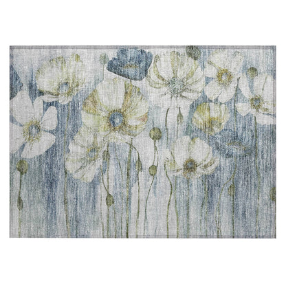 Tapis Chantille moderne à motif floral, lavable en machine, pour intérieur/extérieur