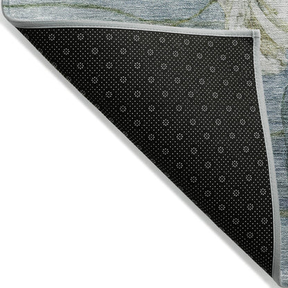 Tapis Chantille moderne à motif floral, lavable en machine, pour intérieur/extérieur