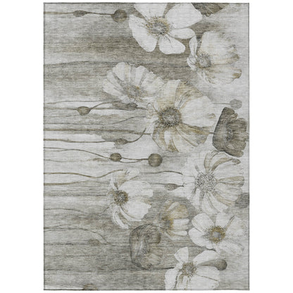 Tapis Chantille moderne à motif floral, lavable en machine, pour intérieur/extérieur