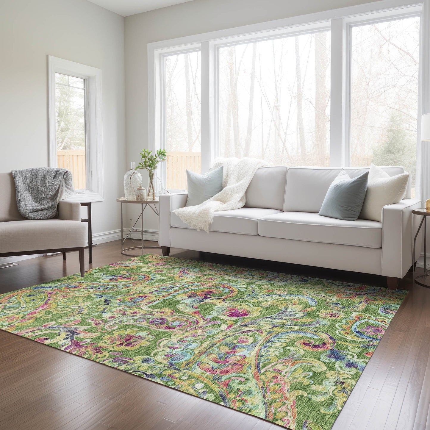 Tapis Chantille traditionnel à volutes lavable en machine pour intérieur/extérieur