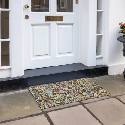 Tapis Chantille traditionnel à volutes lavable en machine pour intérieur/extérieur