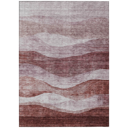 Tapis Chantille contemporain à vagues, lavable en machine, pour intérieur et extérieur