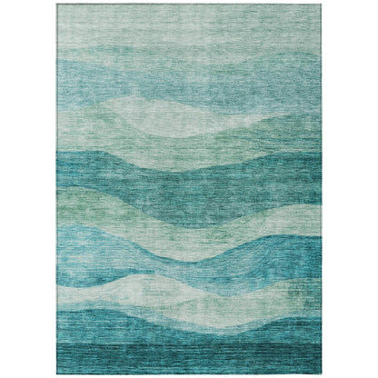Tapis Chantille contemporain à vagues, lavable en machine, pour intérieur et extérieur