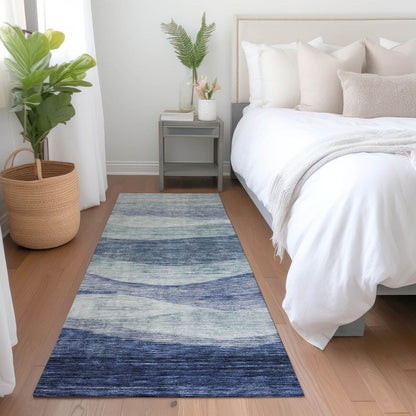 Tapis Chantille contemporain à vagues, lavable en machine, pour intérieur et extérieur