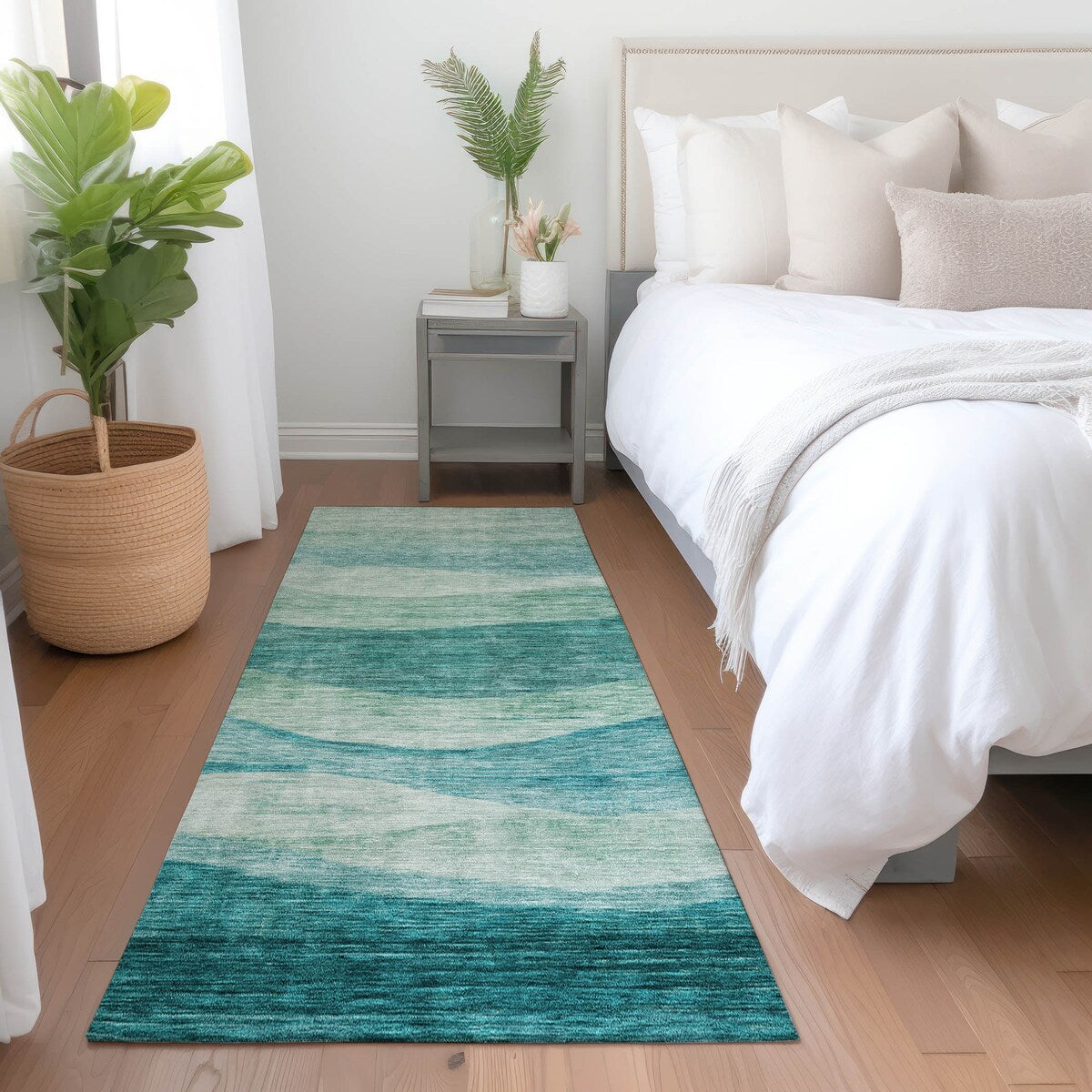 Tapis Chantille contemporain à vagues, lavable en machine, pour intérieur et extérieur