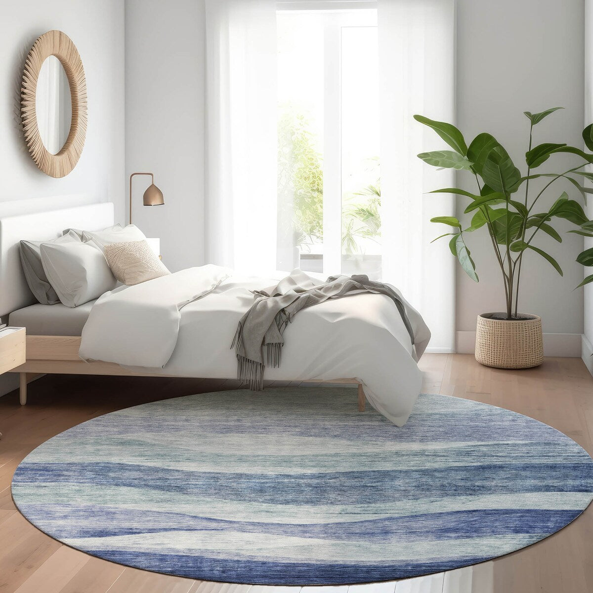 Tapis Chantille contemporain à vagues, lavable en machine, pour intérieur et extérieur