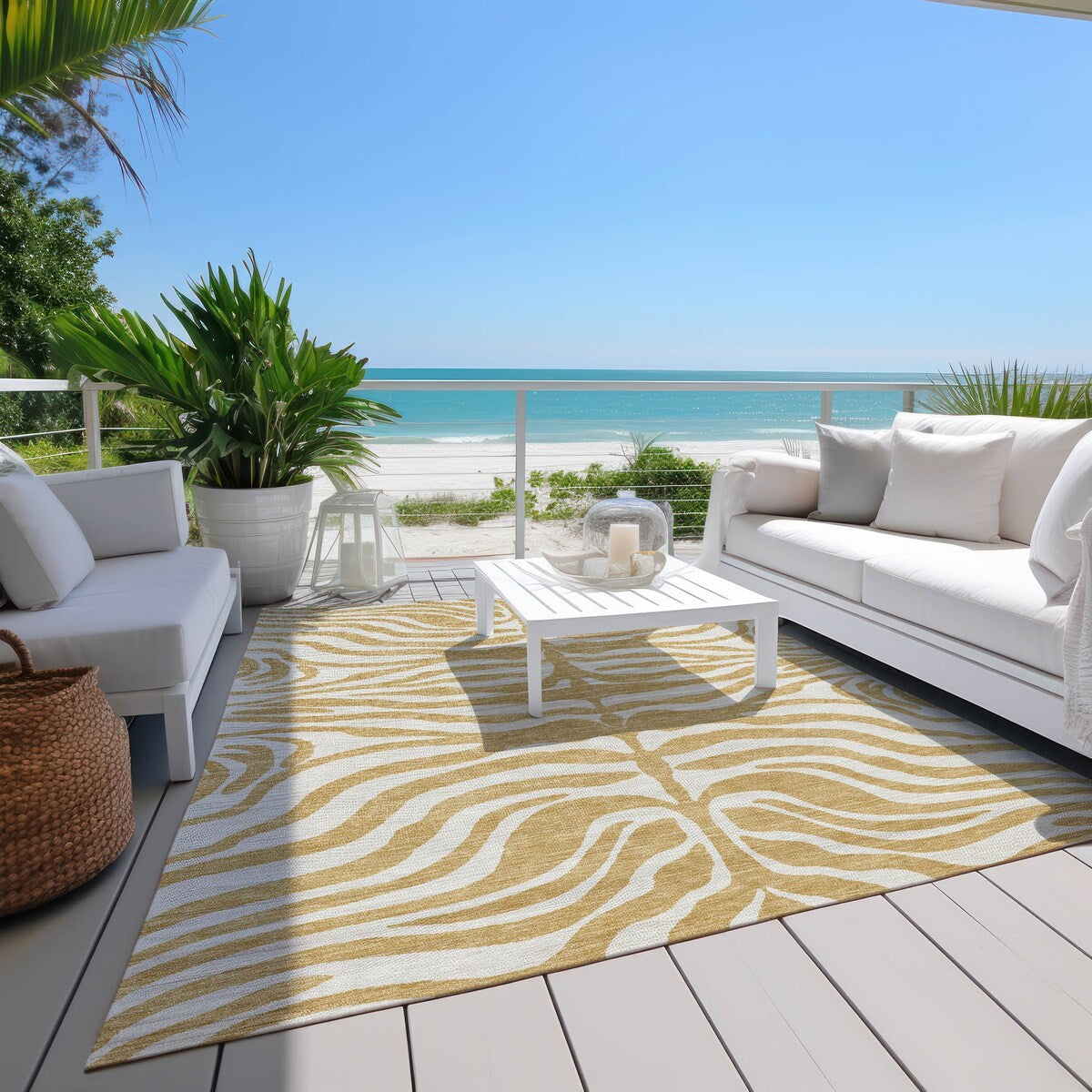 Tapis Chantille moderne à motif animal, lavable en machine, pour intérieur et extérieur