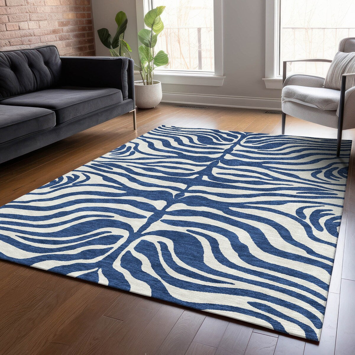 Tapis Chantille moderne à motif animal, lavable en machine, pour intérieur et extérieur