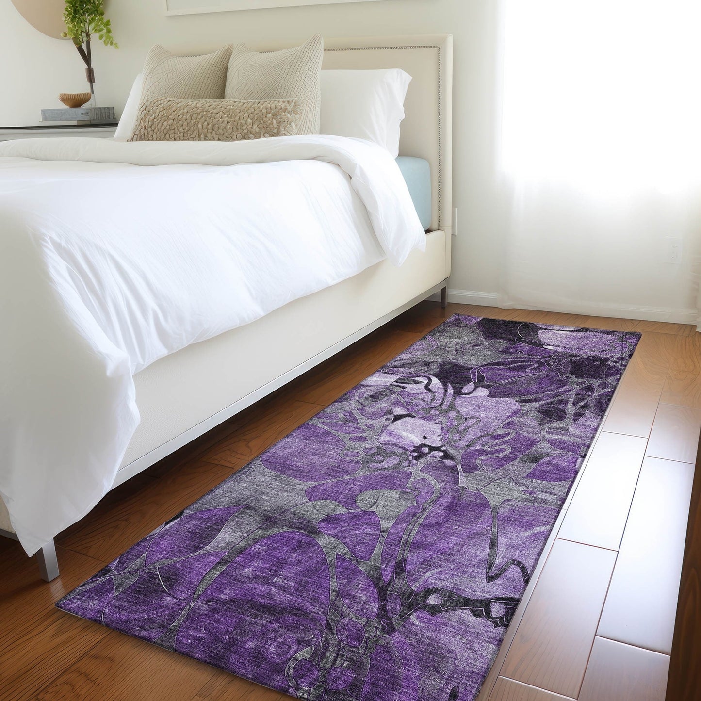 Tapis Chantille moderne à motif floral lavable en machine pour intérieur/extérieur