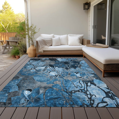Tapis Chantille moderne à motif floral lavable en machine pour intérieur/extérieur