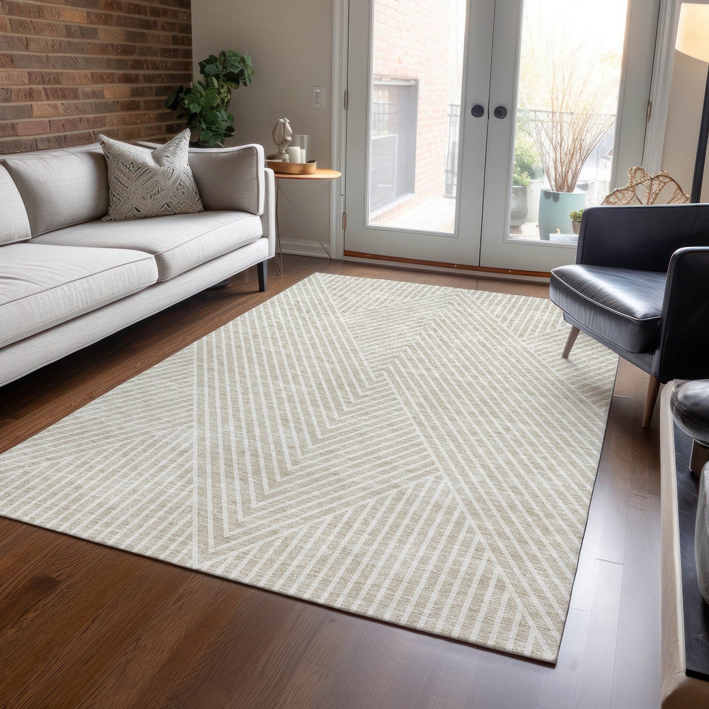 Tapis Chantille géométrique moderne lavable en machine pour intérieur/extérieur