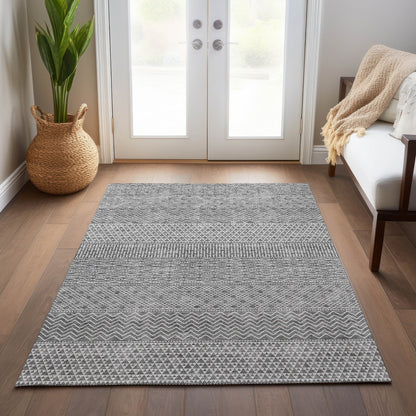 Tapis Chantille à rayures modernes, lavable en machine, pour intérieur et extérieur