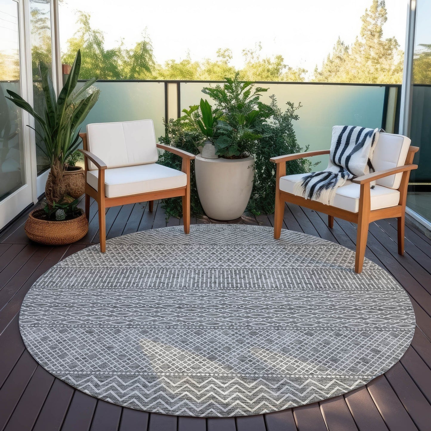 Tapis Chantille à rayures modernes, lavable en machine, pour intérieur et extérieur