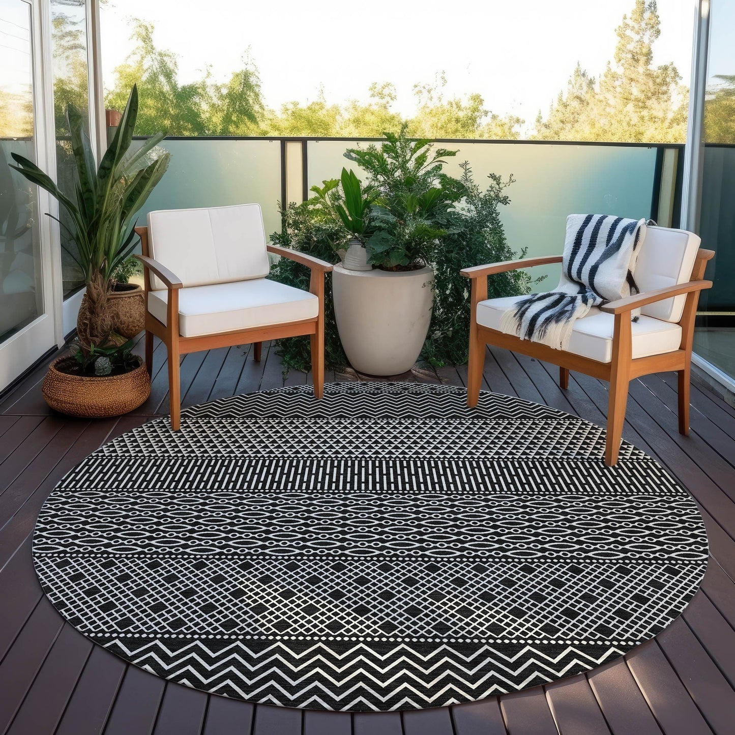 Tapis Chantille à rayures modernes, lavable en machine, pour intérieur et extérieur