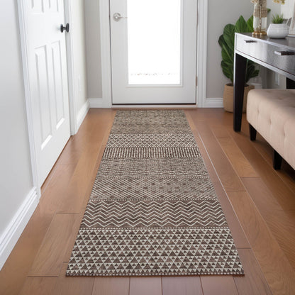 Tapis Chantille à rayures modernes, lavable en machine, pour intérieur et extérieur