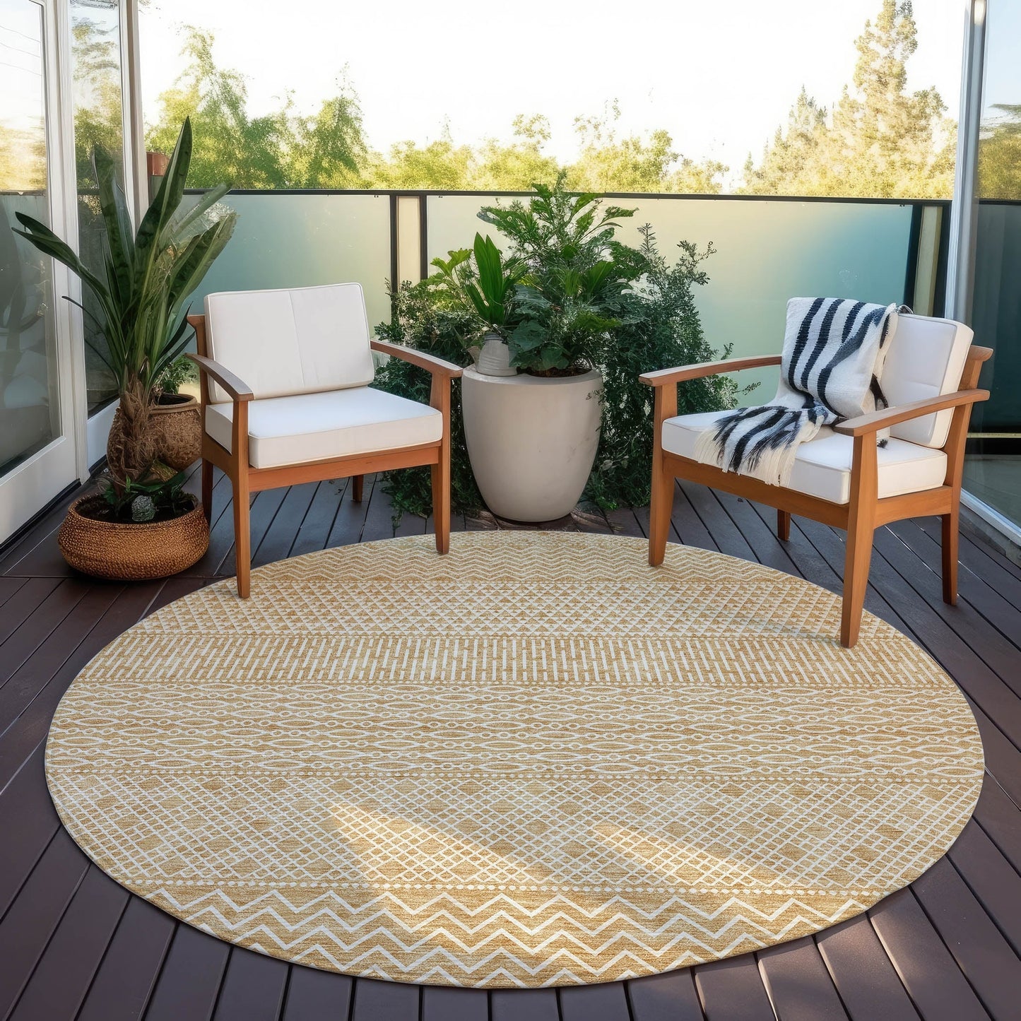 Tapis Chantille à rayures modernes, lavable en machine, pour intérieur et extérieur