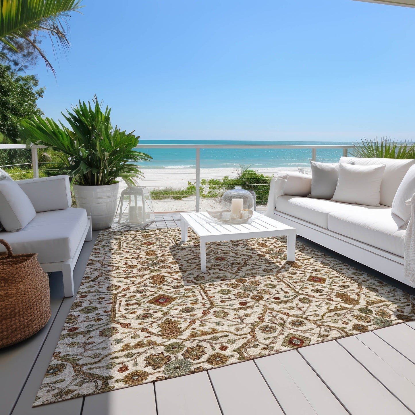 Tapis persan traditionnel en chantille lavable en machine pour intérieur/extérieur