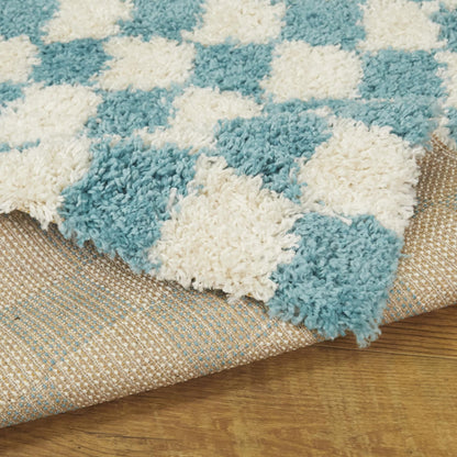 Tapis à carreaux shaggy Mackie