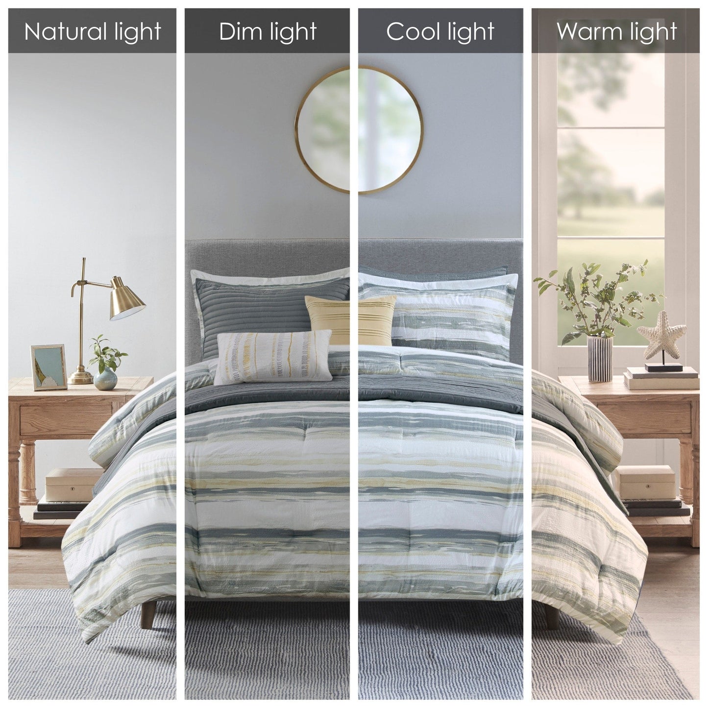 Collection de couettes et de courtepointes imprimées en seersucker 8 pièces Madison Park Anchorage