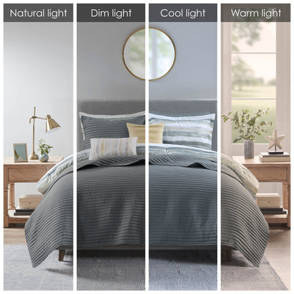 Collection de couettes et de courtepointes imprimées en seersucker 8 pièces Madison Park Anchorage