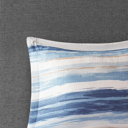 Collection de couettes et de courtepointes imprimées en seersucker 8 pièces Madison Park Anchorage