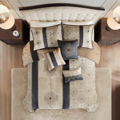 Ensemble de couette jacquard 7 pièces Madison Park Blaine avec coussins décoratifs