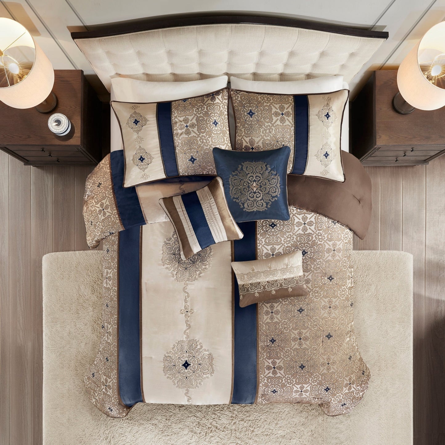 Ensemble de couette jacquard 7 pièces Madison Park Blaine avec coussins décoratifs