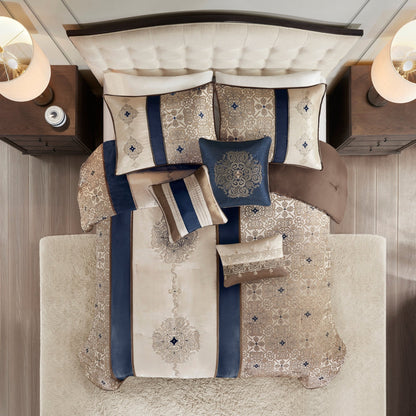 Ensemble de couette jacquard 7 pièces Madison Park Blaine avec coussins décoratifs