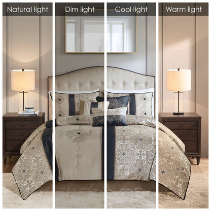 Ensemble de couette jacquard 7 pièces Madison Park Blaine avec coussins décoratifs