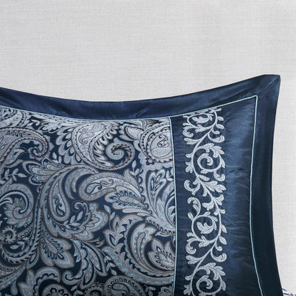 Ensemble de couette jacquard 7 pièces Madison Park Elaine bleu marine