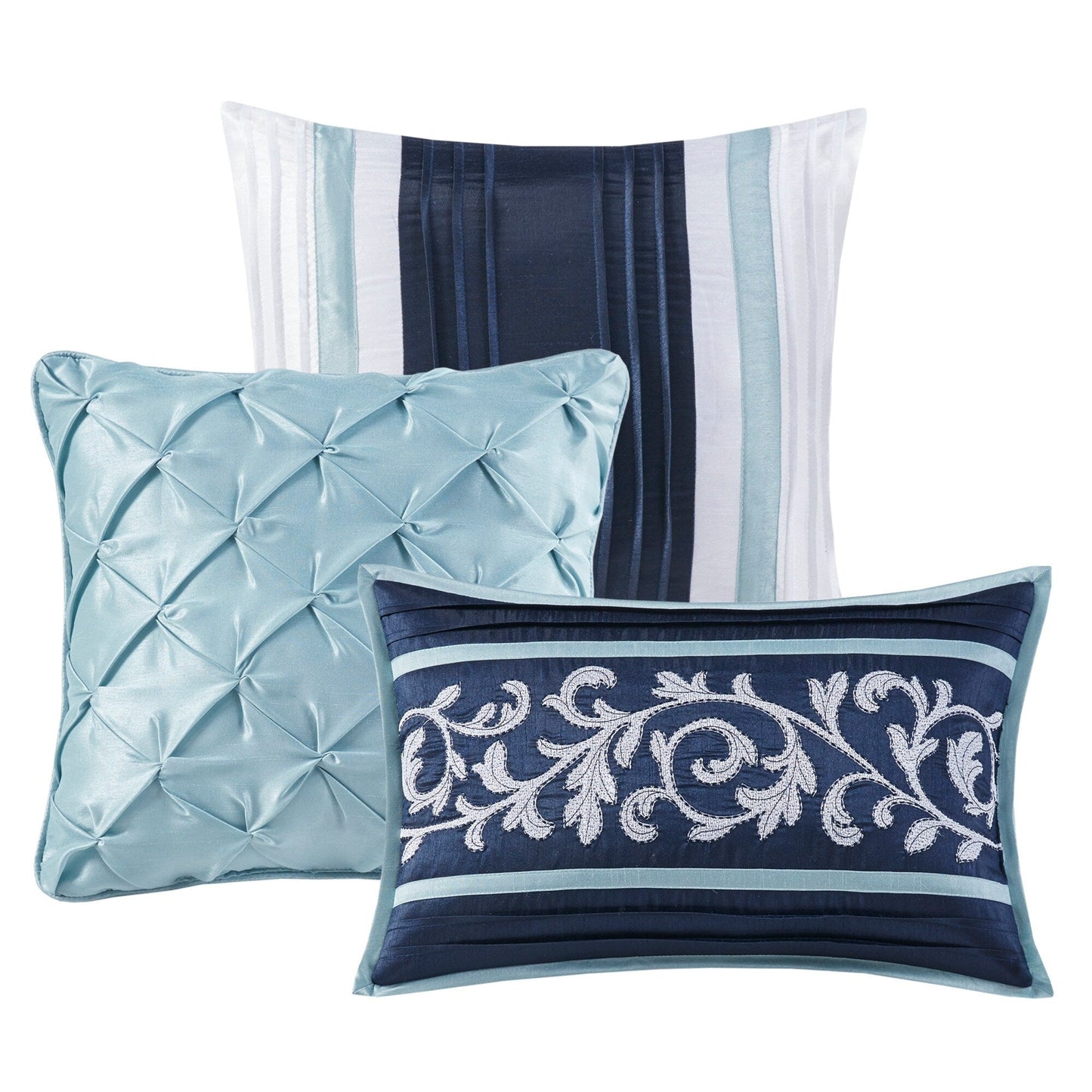 Ensemble de couette jacquard 7 pièces Madison Park Elaine bleu marine