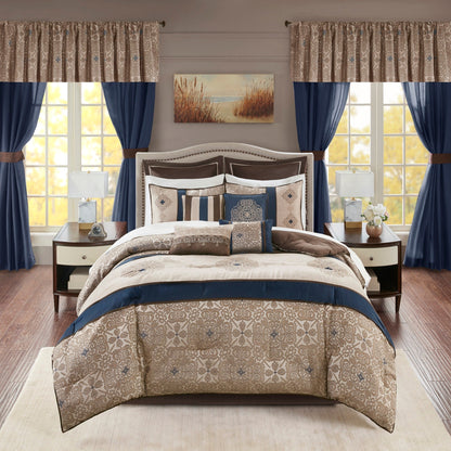 Madison Park Essentials Parker Jacquard Brodé, Ensemble de chambre 24 pièces