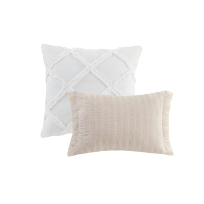 Ensemble de couette jacquard 5 pièces Madison Park Levi Blue/Naturel