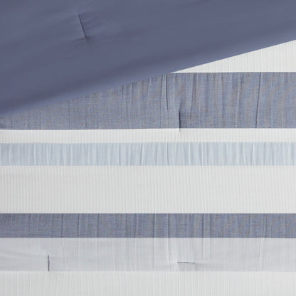 Ensemble de couette jacquard 5 pièces Madison Park Levi Blue/Naturel